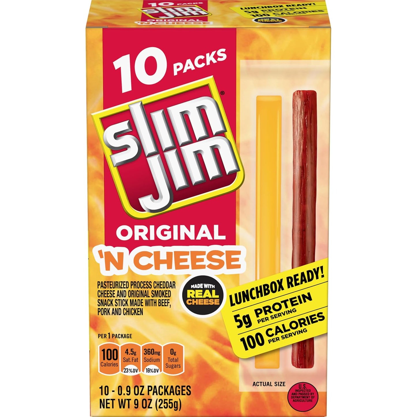 Slim_Jim_Beef_'N_Cheese_Smoked_Meat_Sticks,_Original_Flavor,_5g_Protein_Per_Serving,_Snack_Size,_0.9_oz._(10_Count)