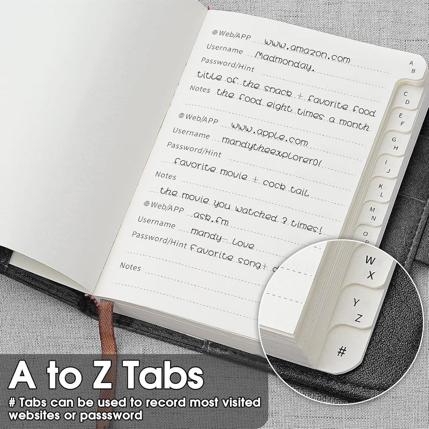 WEMATE_Password_Book_with_Lock,_Password_Book_with_Alphabetical_Tabs_600+_Password_Spaces,_Password_Logbook_with_Lock,_Password_Keeper_for_Computer_4.33_X_6.18_Inch