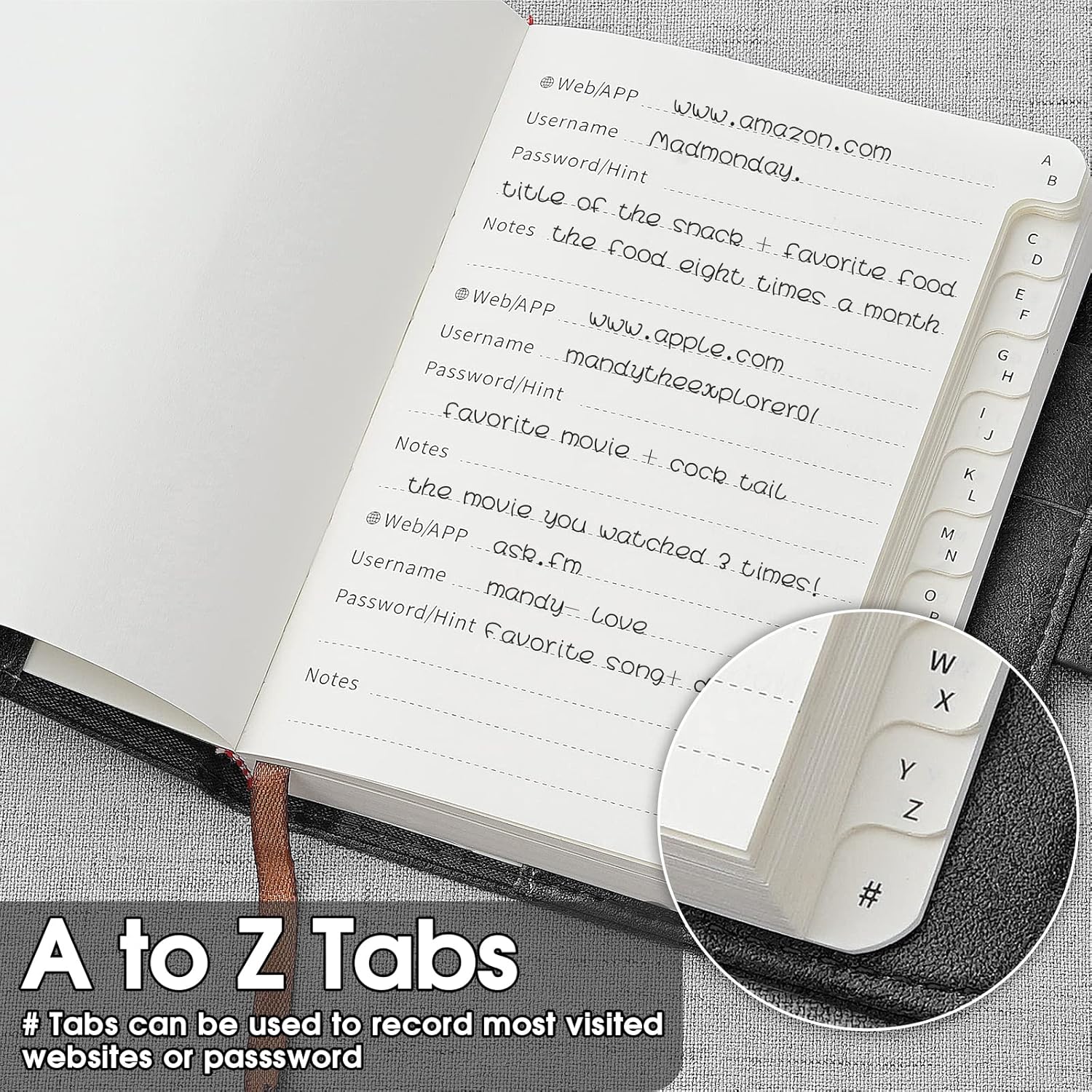 WEMATE_Password_Book_with_Lock,_Password_Book_with_Alphabetical_Tabs_600+_Password_Spaces,_Password_Logbook_with_Lock,_Password_Keeper_for_Computer_4.33_X_6.18_Inch