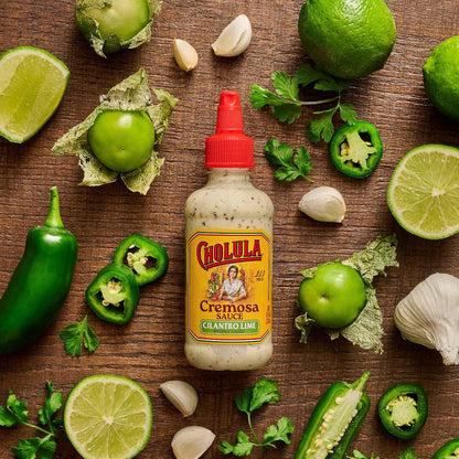 Cholula_Cremosa_Sauce,_Cilantro_Lime,_Mild_Heat,_Creamy_Squeezable_Topping_for_Tacos,_Enchiladas,_Soup,_Tostadas,_Eggs_and_More,_8_fl_oz