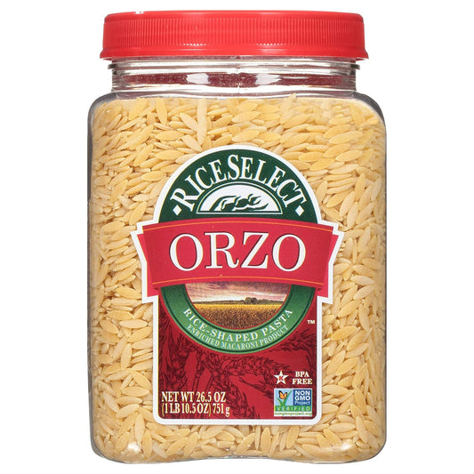 RiceSelect_Orzo_Rice-Shaped_Pasta,_Premium_Non-GMO_Orzo_Pasta,_26.5-Ounce_Jar