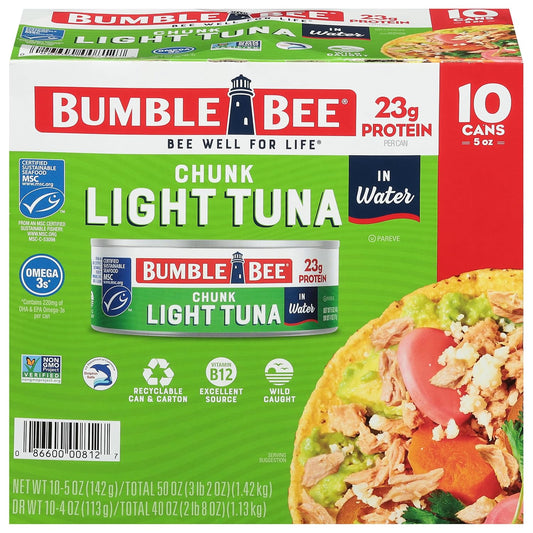 Bumble_Bee_Chunk_Light_Tuna_In_Water,_5_oz_Cans_(Pack_of_10)_-_Wild_Caught_Skipjack_Tuna_-_23g_Protein_Per_Serving_-_MSC_Certified_Sustainable_Seafood,_Non-GMO,_Gluten_Free,_Kosher