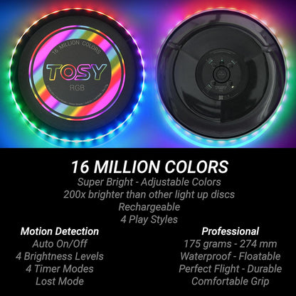 TOSY_Flying_Disc_-_108_RGB_Multicolor_or_36_Monocolor_LEDs,_Super_Bright,_Smart_Modes,_Easter_Basket_Stuffers_Gift,_Camping_Toy_for_Kid/Teen/Adult,_Auto_Light_Up,_Rechargeable,_Waterproof,_175g