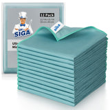 MR.SIGA Ultra Fine Microfiber Cloths for Glass, Pack of 6/12, 35 x 40cm 13.7" x 15.7"