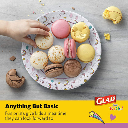 Glad_for_Kids_Unicorn_Theme_Disposable_Paper_Plates,_Heavy-Duty_Soak-Proof_Round_Plates_for_Kids_Birthdays,_Parties,_and_Everyday_Meals,_Microwave_Safe,_8.5_Inch,_20_Count