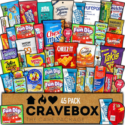 CRAVEBOX_Snacks_Box_Variety_Pack_Care_Package_(45_Count)_Easter_Treats_Gift_Basket_Adults_Kids_Grandkids_Guys_Girls_Women_Men_Boyfriend_Birthday_Cookies_Chips_College_Student_Office_School