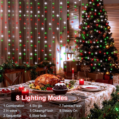 echosari_Red_White_and_Green_Christmas_Curtain_Lights_Battery_Operated,_300_LED_Fairy_Curtain_Lights_9.8Ft_x_9.8Ft_Hanging_Lights_with_Remote_Timer_for_Party_Holiday_Garden_Yard_Decor