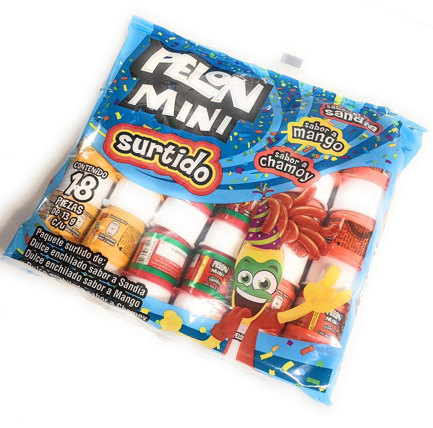 Tamarind Candy Flavor MINI Pelon Pelo Rico, Dulce De Tamarindo, with Mango,Chamoy, Watermelon 13 gr. (18 Pack)