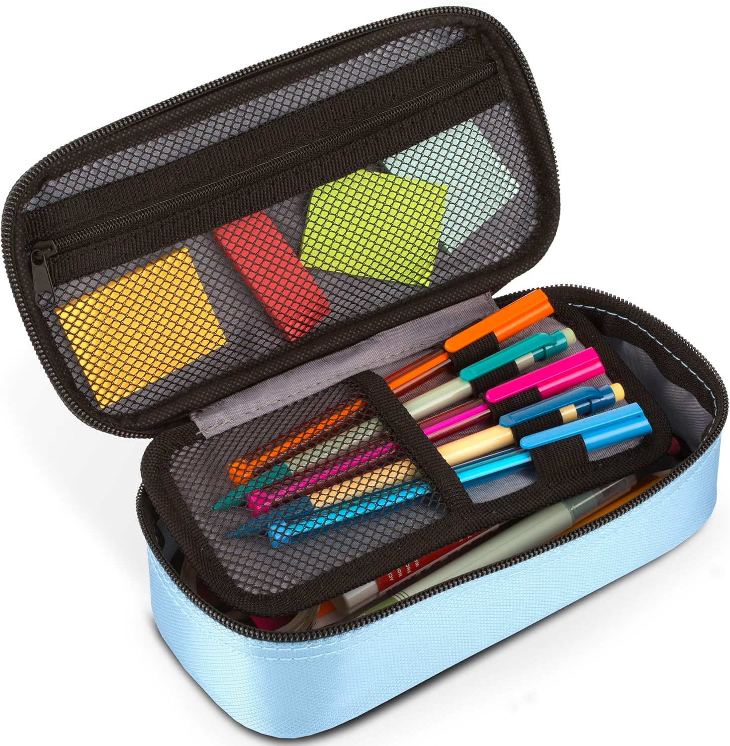 Five_Star_Pencil_Pouch,_Pen_Case,_High-Capacity_Zipper_Pouch,_Storage_Organizer_for_School_Supplies_Earbuds_Chargers_Cables_Makeup,_Blue/Denim_(500212F-ECM)