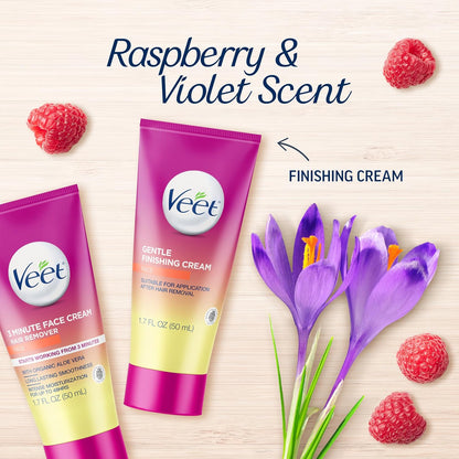 Veet_3_Minute_Facial_Hair_Removal_Cream_for_Women,_Depilatory_Cream_with_Organic_Aloe_Vera,_2_Piece_Women's_Facial_Hair_Remover_Kit,_1.7_Fl_Oz_Hair_Removal_Cream_+_1.7_Fl_Oz_Finishing_Cream