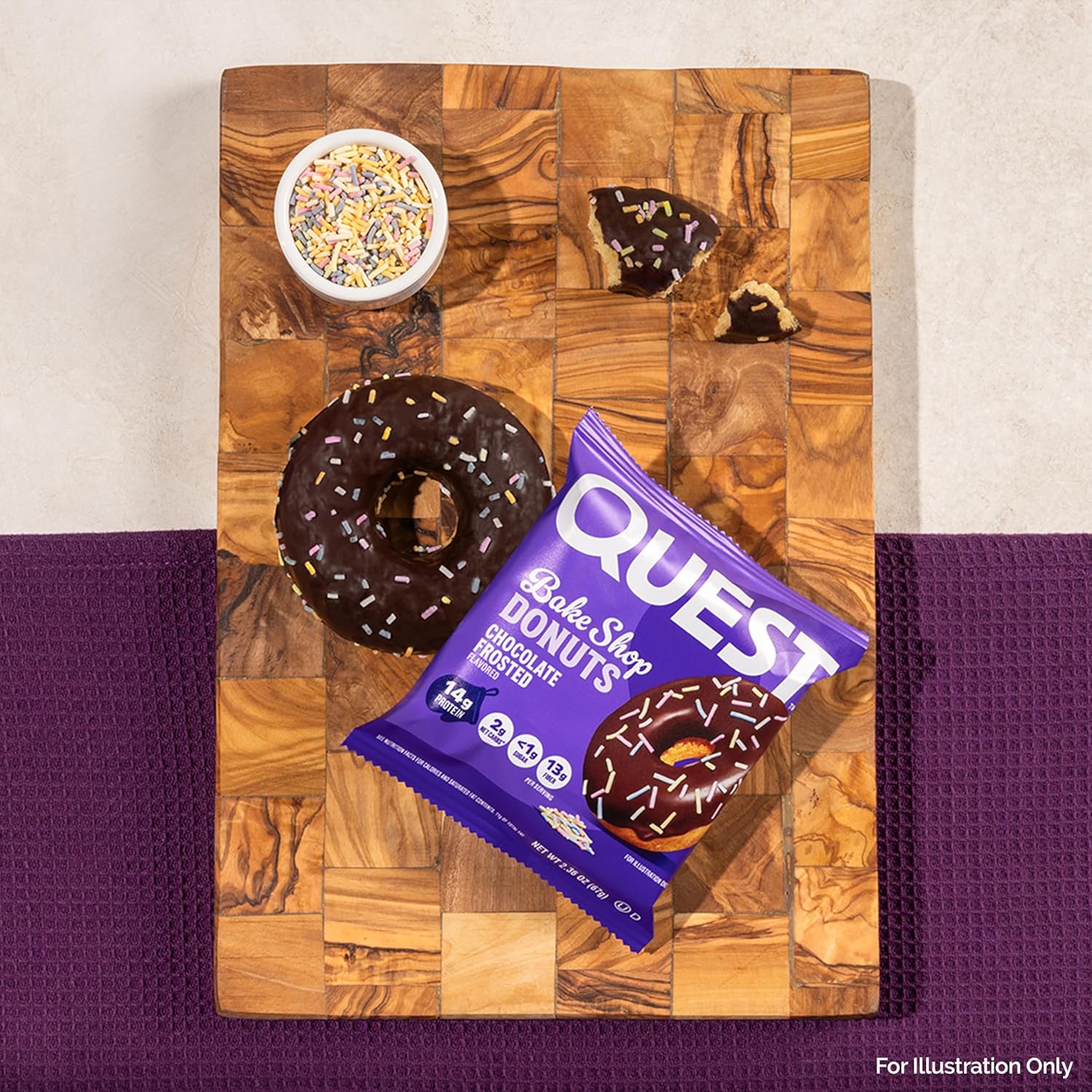 Quest_Nutrition_Bake_Shop,_Chocolate_Frosted_Donuts,_14g_Protein,_Less_than_1g_Sugar,_Protein_Snack,_Low_Sugar,_9_Count