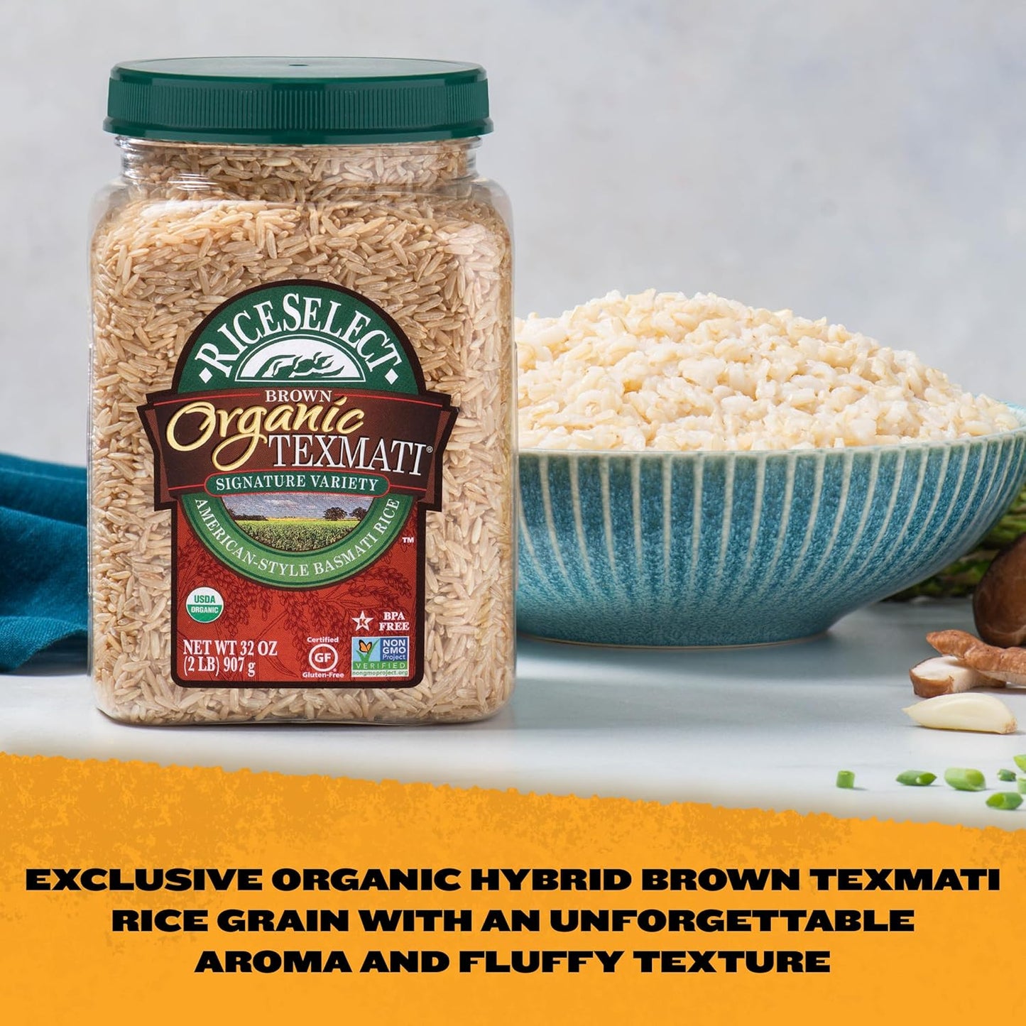 RiceSelect_Organic_Texmati_Brown_Basmati_Rice,_Premium_Non-GMO_Gluten-Free_Long-Grain_Brown_Rice,_32-Ounce_Jar