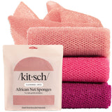 Kitsch African Net Sponge – Exfoliating Body Scrubber for Cleansing & Gentle Daily Exfoliation – Stretchable Bath Sponge for Hard-to-Reach Areas, Long-Lasting Shower Essential