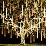 TW SHINE Christmas Meteor Shower Lights Outdoor, 864 LED 12" 24 Tubes Waterproof Christmas Lights Outdoor Plug in, Snow Falling Rain Icicle Xmas Light Decorations, Blue