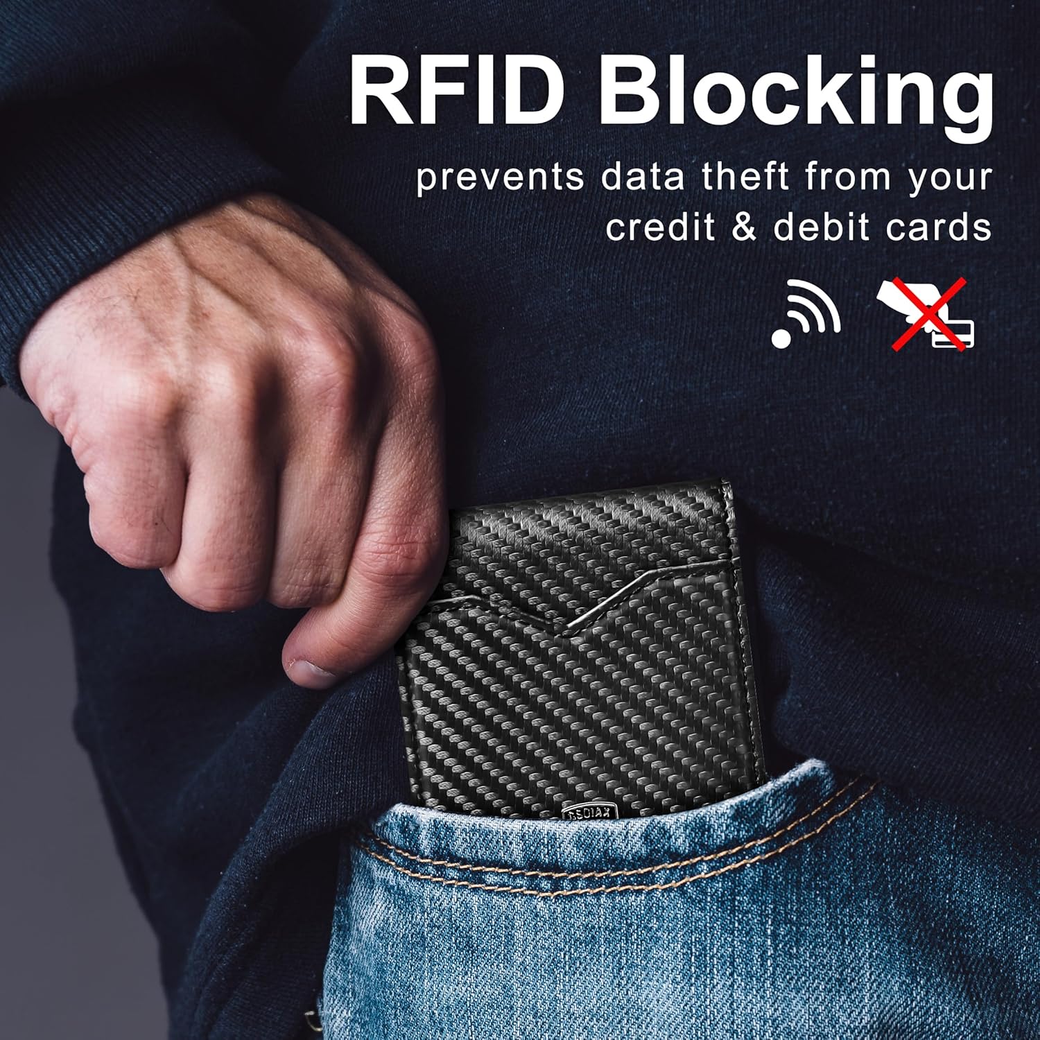 GSOIAX_Slim_Wallet_for_Men_Rfid_Blocking_Leather_Bifold_Front_Pocket_Carbon_Fiber_Credit_Card_Holder_Stocking_Stuffers_With_Gift_Box_(Carbon_Black_and_Orange)