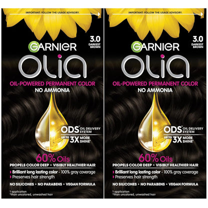 Garnier_Olia_Hair_Color,_Ammonia-Free_Permanent_Hair_Dye,_Oil-Powered_Formula_for_100%_Gray_Coverage_and_3x_Shinier_Hair,_Vegan_&_Cruelty_Free,_3.0_Darkest_Brown,_2_Count