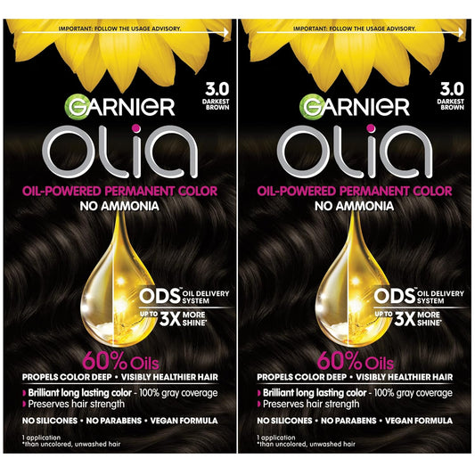 Garnier_Olia_Hair_Color,_Ammonia-Free_Permanent_Hair_Dye,_Oil-Powered_Formula_for_100%_Gray_Coverage_and_3x_Shinier_Hair,_Vegan_&_Cruelty_Free,_3.0_Darkest_Brown,_2_Count