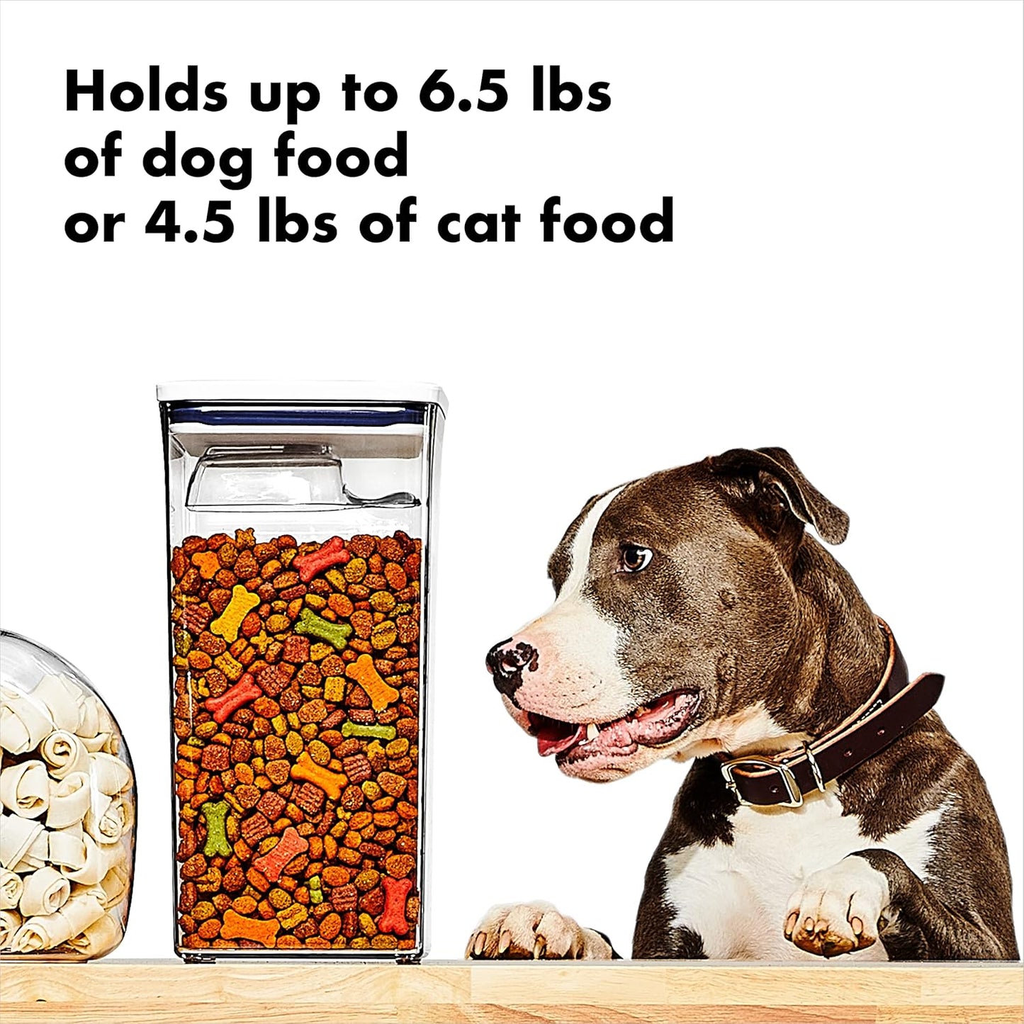 OXO_Good_Grips_Pet_POP_Container_–_6.0_Qt/5.7_L_with_Half_Scoop,_Ideal_for_up_to_6.5lbs_of_Dog_Food_or_4.5lbs_of_Cat_Food,_Airtight_Dog_and_Cat_Food_Storage_Container,_BPA_Free,_Clear