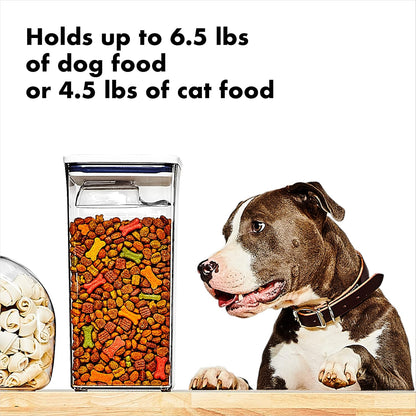 OXO_Good_Grips_Pet_POP_Container_–_6.0_Qt/5.7_L_with_Half_Scoop,_Ideal_for_up_to_6.5lbs_of_Dog_Food_or_4.5lbs_of_Cat_Food,_Airtight_Dog_and_Cat_Food_Storage_Container,_BPA_Free,_Clear