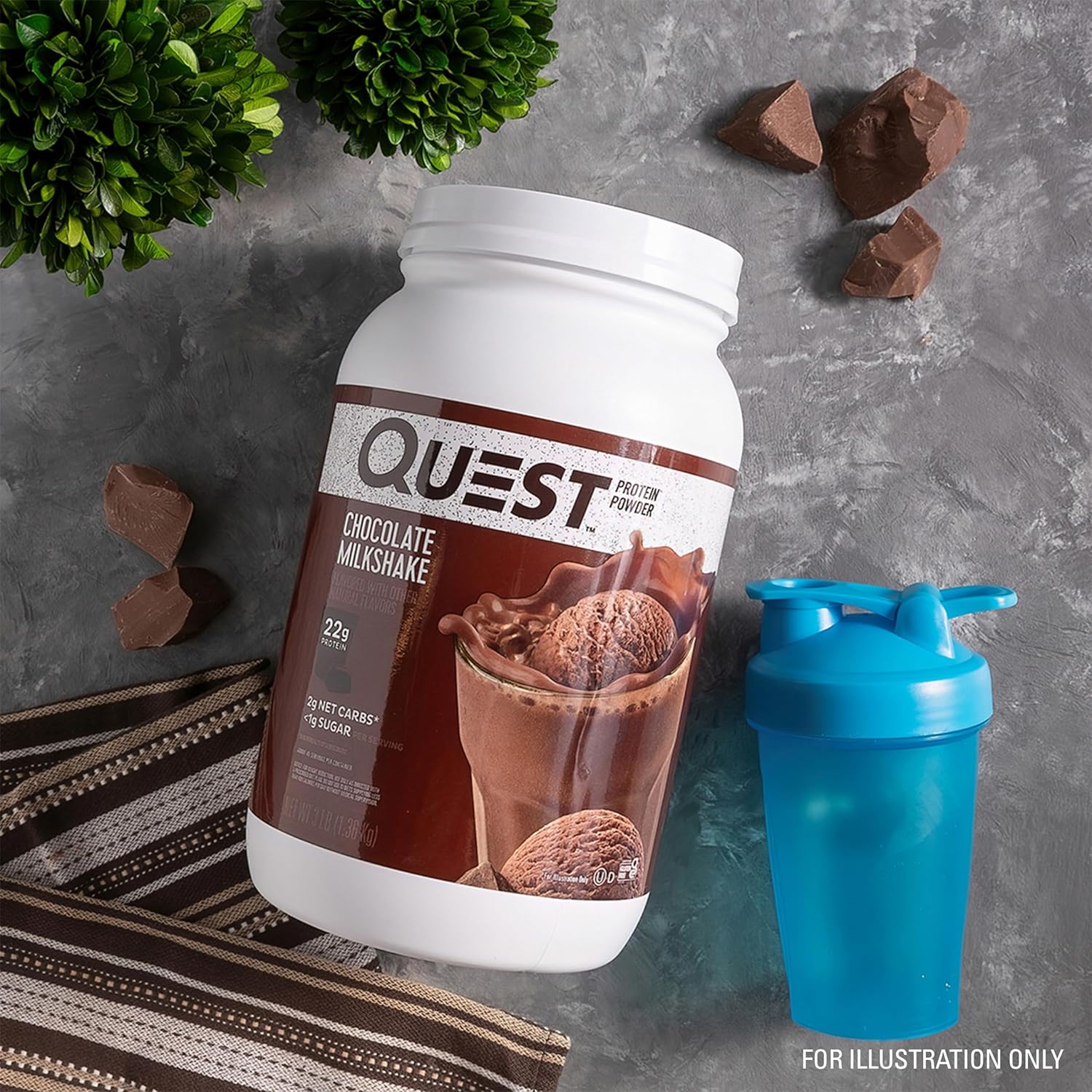 Quest_Nutrition_Chocolate_Milkshake_Protein_Powder,_22g_Protein,_1g_Sugar,_Low_Carb,_Gluten_Free,_3_Pound,_43_Servings