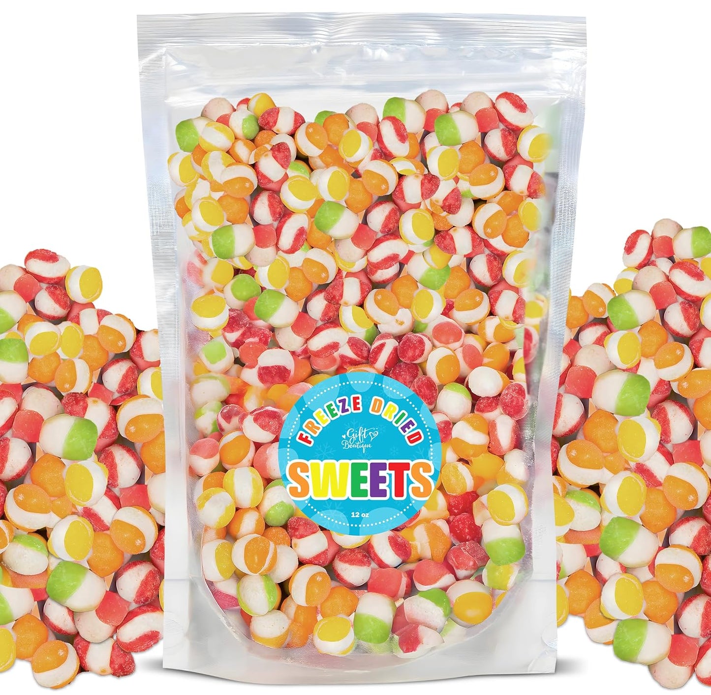 Freeze_Dried_Candy_Gourmet_Crunch_Candies_12oz_Bag_Pouch_Assorted_Cherry_Strawberry_Lemon_Lime_Orange_Original_Rainbow_Fruity_Flavor_Ideal_Gift_Snack