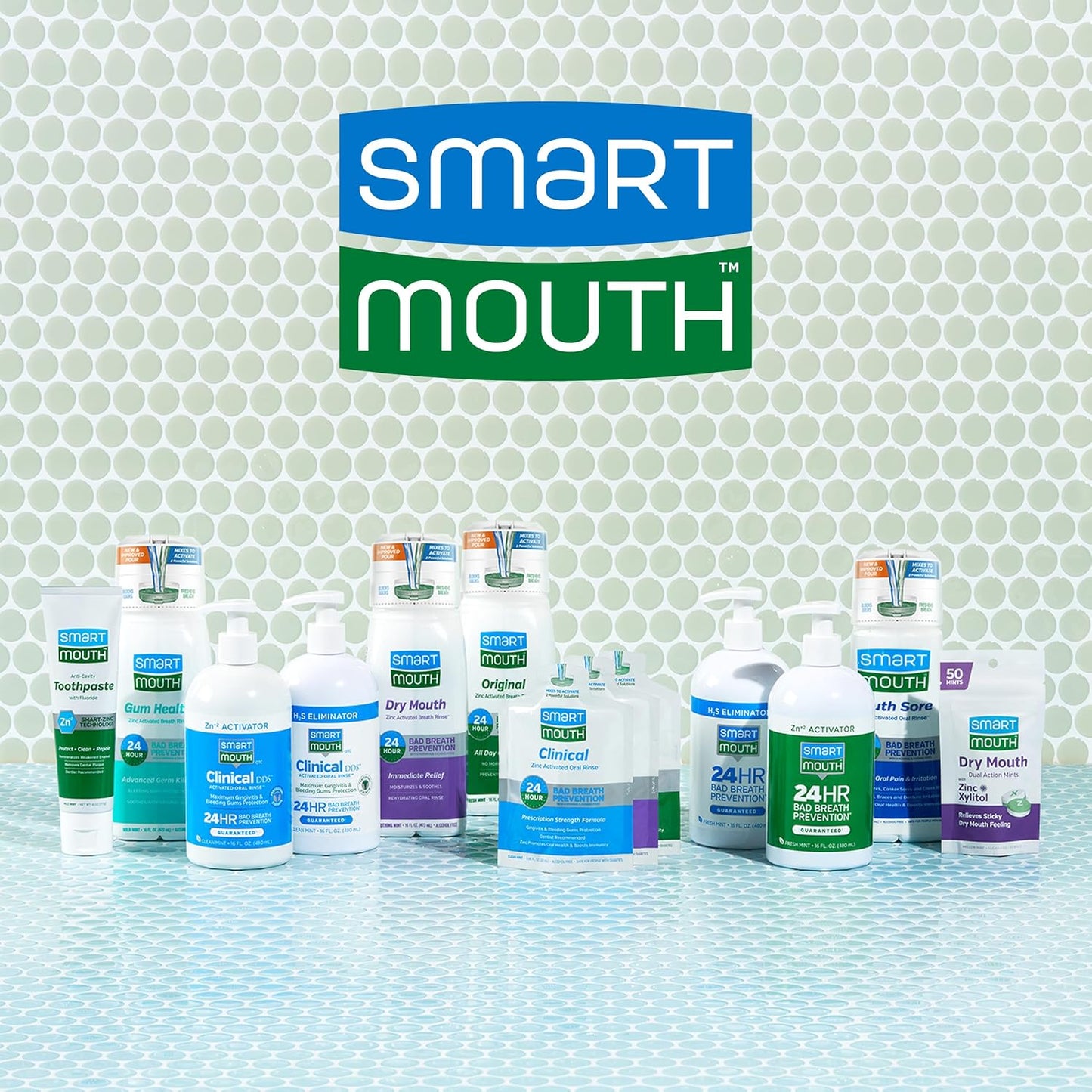 SmartMouth Dry Mouth Dual-Action Mints - Sugar-Free Breath Mints - 50 Count, Mellow Mint