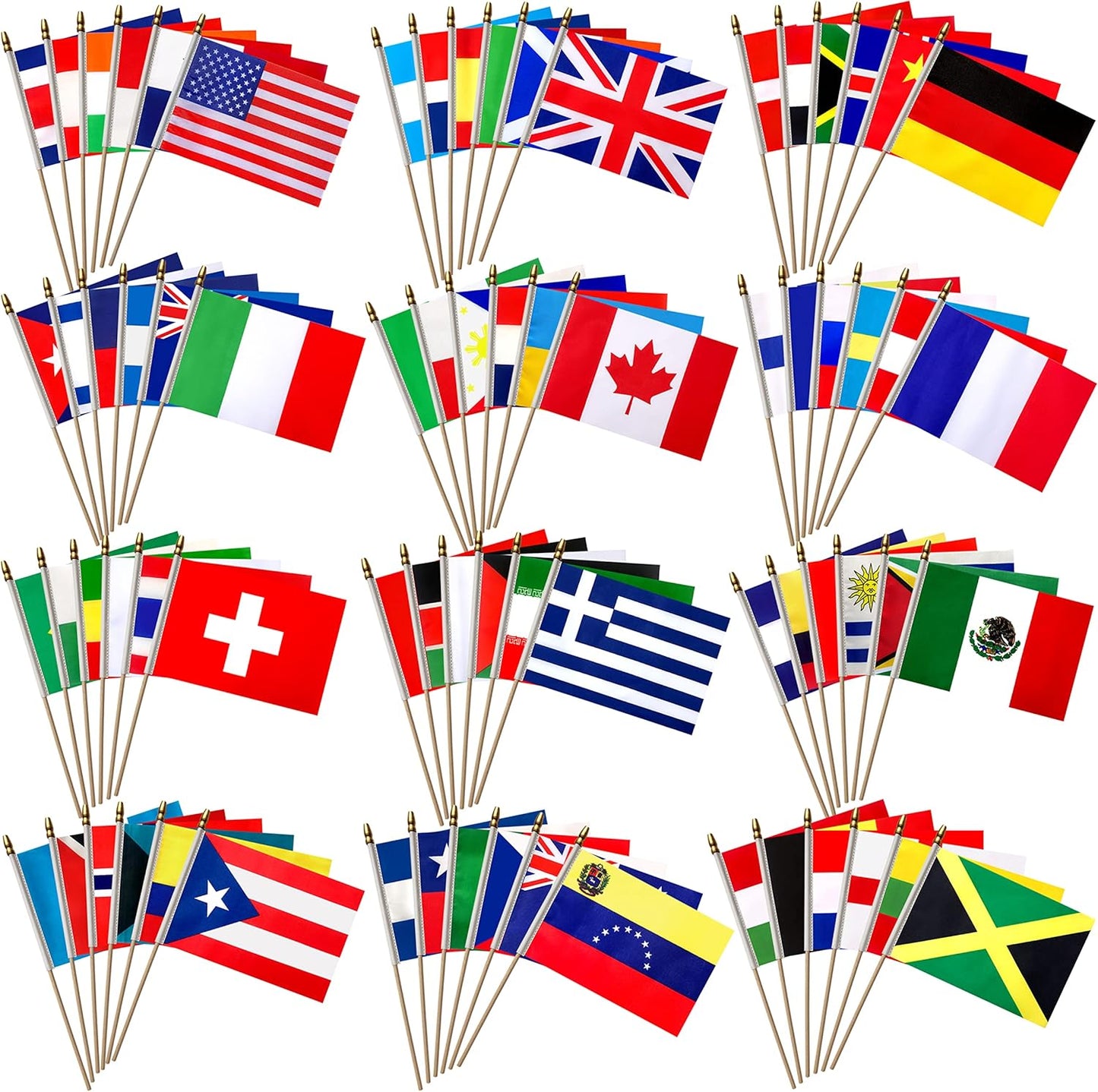 100_Countries_International_World_Flags_on_Wooden_Stick_Small_Mini_Hand_Held_Flags_for_Sports_Events,International_Festival,5x8_Inch