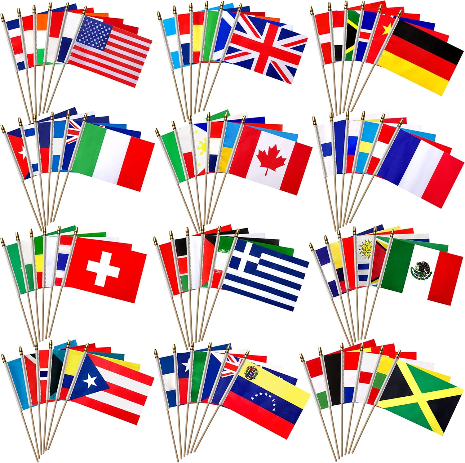 100_Countries_International_World_Flags_on_Wooden_Stick_Small_Mini_Hand_Held_Flags_for_Sports_Events,International_Festival,5x8_Inch