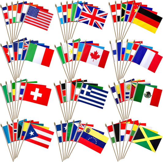100_Countries_International_World_Flags_on_Wooden_Stick_Small_Mini_Hand_Held_Flags_for_Sports_Events,International_Festival,5x8_Inch