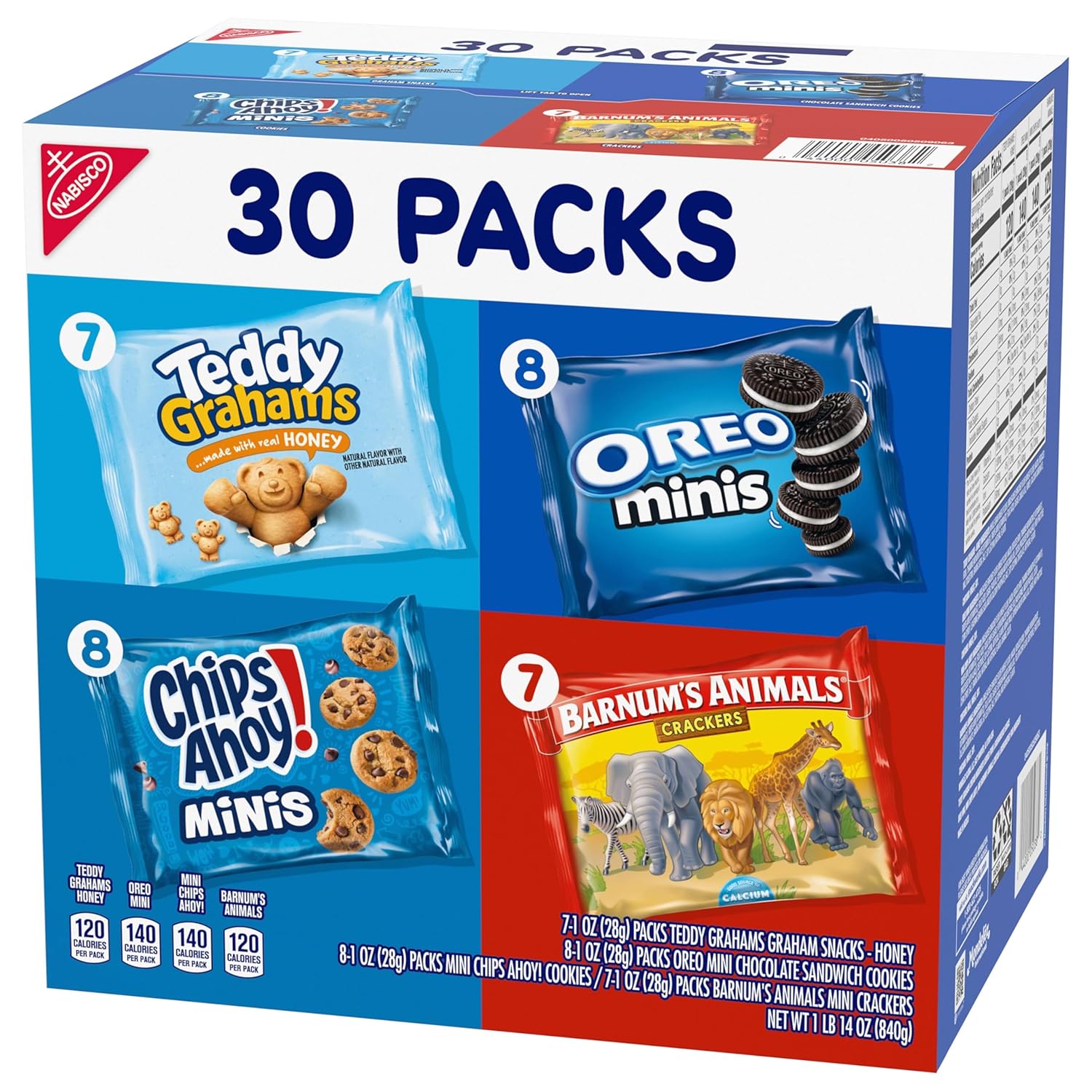 Nabisco_Team_Favorites_Variety_Pack,_OREO_Mini,_CHIPS_AHOY!_Mini,_Teddy_Grahams_Honey_&_Barnum's_Animal_Crackers,_30_Snack_Packs