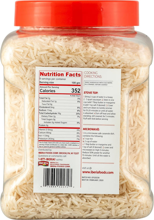 Iberia_Basmati_Rice_Jar,_2_Pounds,_Extra_Long_Grain,_Naturally_Aged_Indian_White_Basmati_Rice,_Natural_Basmati_Rice_in_Food_Grade_Jar.
