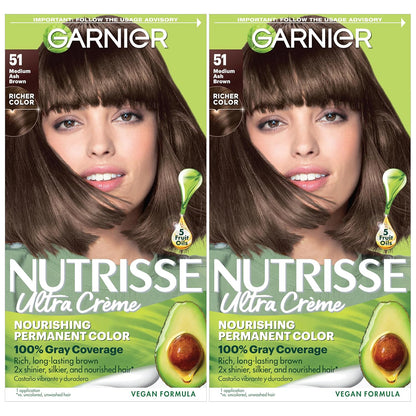 Garnier_Nutrisse_Ultra_Creme_Hair_Color,_Permanent_Hair_Dye_with_100%_Gray_Coverage,_Vegan_&_Cruelty-Free,_51_Medium_Ash_Brown_(Cool_Tea),_2_Count