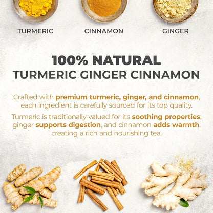 LeafLea_40_Turmeric_Ginger_Cinnamon_Tea_Bags,_100%_Natural_Ingredients_Herbal_Tea,_Turmeric_Ginger_Herbal_Blend_for_Wellness,_Vegan,_No_Sugar,_Caffeine-Free,_Individually_Wrapped_for_Freshness