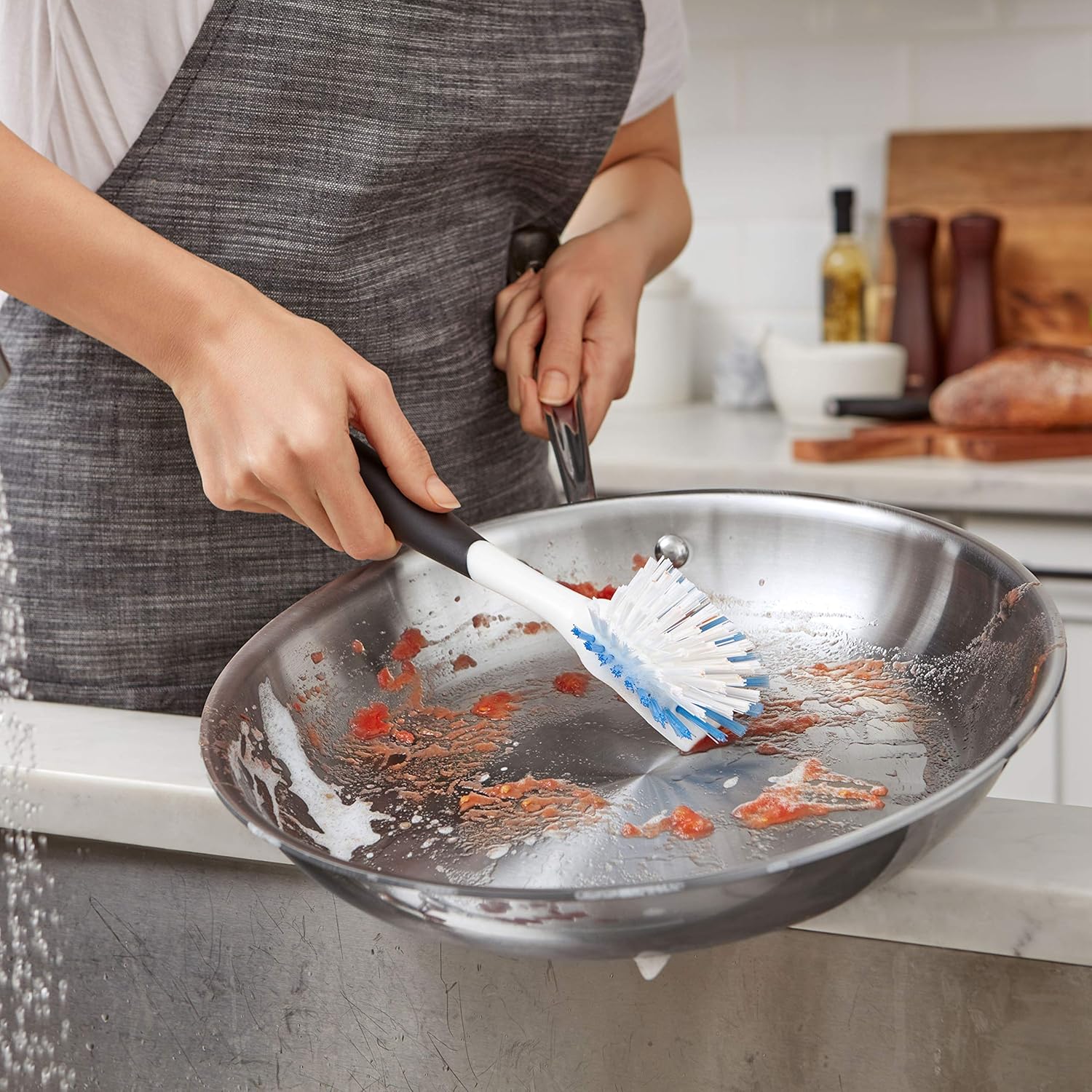 OXO_Good_Grips_Dish_Brush,_Nylon_Bristles_with_Built-in_Scraper,_Safe_for_Non-Stick_Cookware,_Non-Slip_Handle,_Dishwasher_Safe