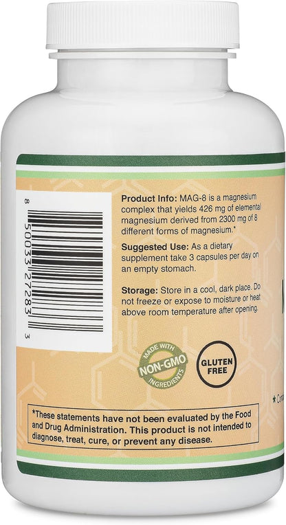 Magnesium_Complex_Supplement_180_Capsules_(426mg_Elemental_Magnesium_Provided_by_2,300mg_of_Eight_Different_Forms_of_Magnesium)_MAG-8_Provides_100%_Daily_Recommended_Value_of_Magnesium_by_Double_Wood