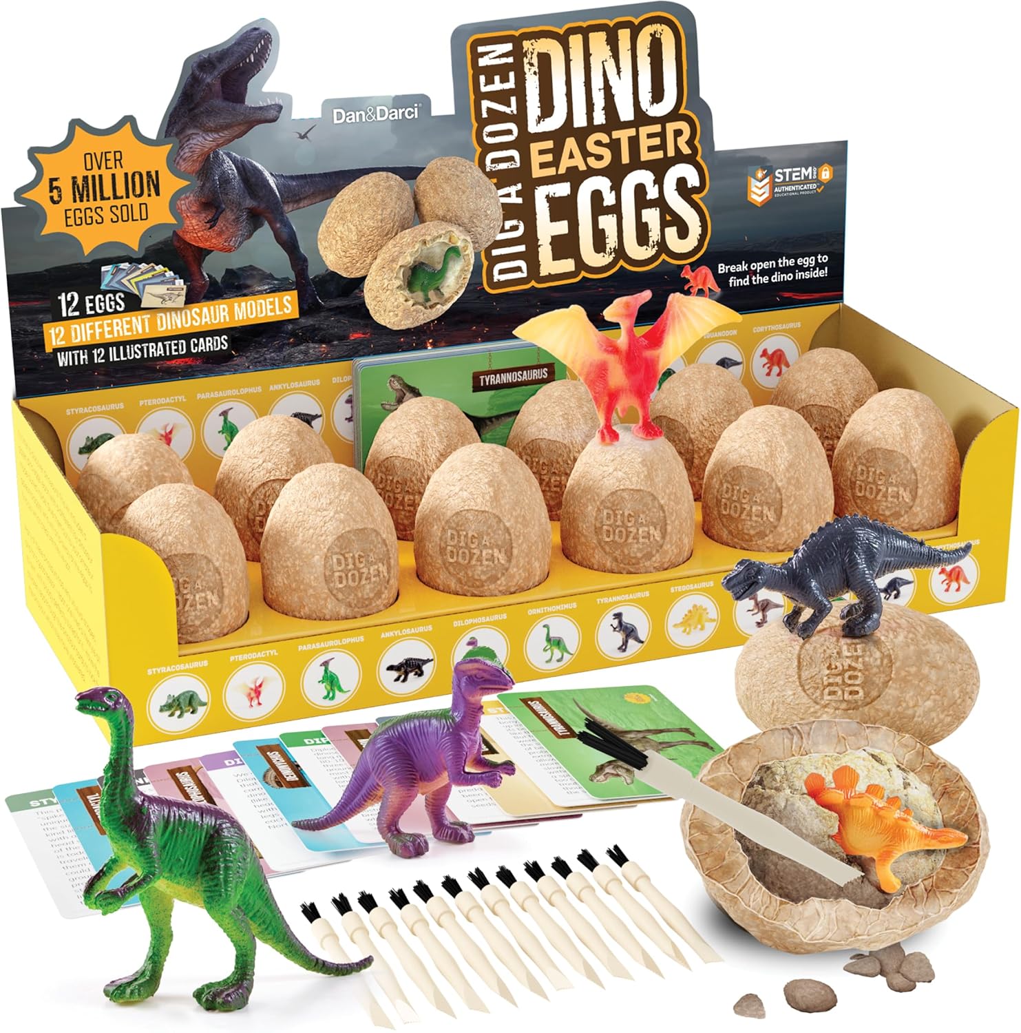 Dan&Darci_Dig_a_Dozen_Dino_Egg_Kit_for_Kids_-_Easter_Basket_Stuffers_-_Dinosaur_Toys_Gift_3-12_Year_Old_-_12_Eggs_&_Surprise_Dinosaurs_-_Science_STEM_Activities_-_Boy_Toy_Party_Gifts_for_Boys_&_Girls