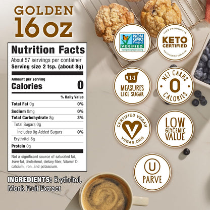 MONK_FRUIT_IN_THE_RAW,_Golden_16_oz_Baker's_Bag,_Pack_of_1,_Natural_Monk_Fruit_Sweetener_w/Erythritol,_Sugar-Free