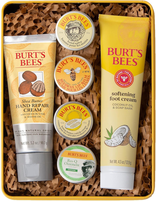 Burt's_Bees_Gifts_Ideas_-_Classics_Set,_6_Products_in_Giftable_Tin_a€“_Cuticle_Cream,_Hand_Salve,_Lip_Balm,_Res-Q_Ointment,_Hand_Repair_and_Foot_Cream