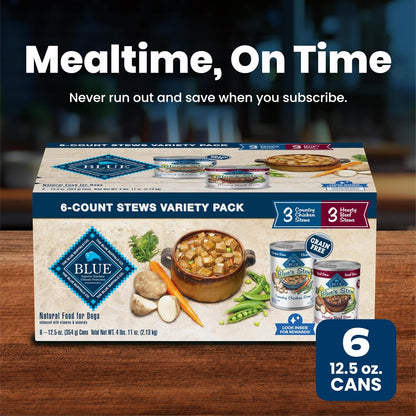 Blue_Buffalo_Blue’s_Stew_Variety_Pack_Hearty_Beef_&_Country_Chicken_Stew_Natural_Grain_Free_Wet_Dog_Food_with_Real_Meat_in_Thick_Savory_Gravy,_Natural_Ingredients,_12.5-oz_Cans_(6_Count)