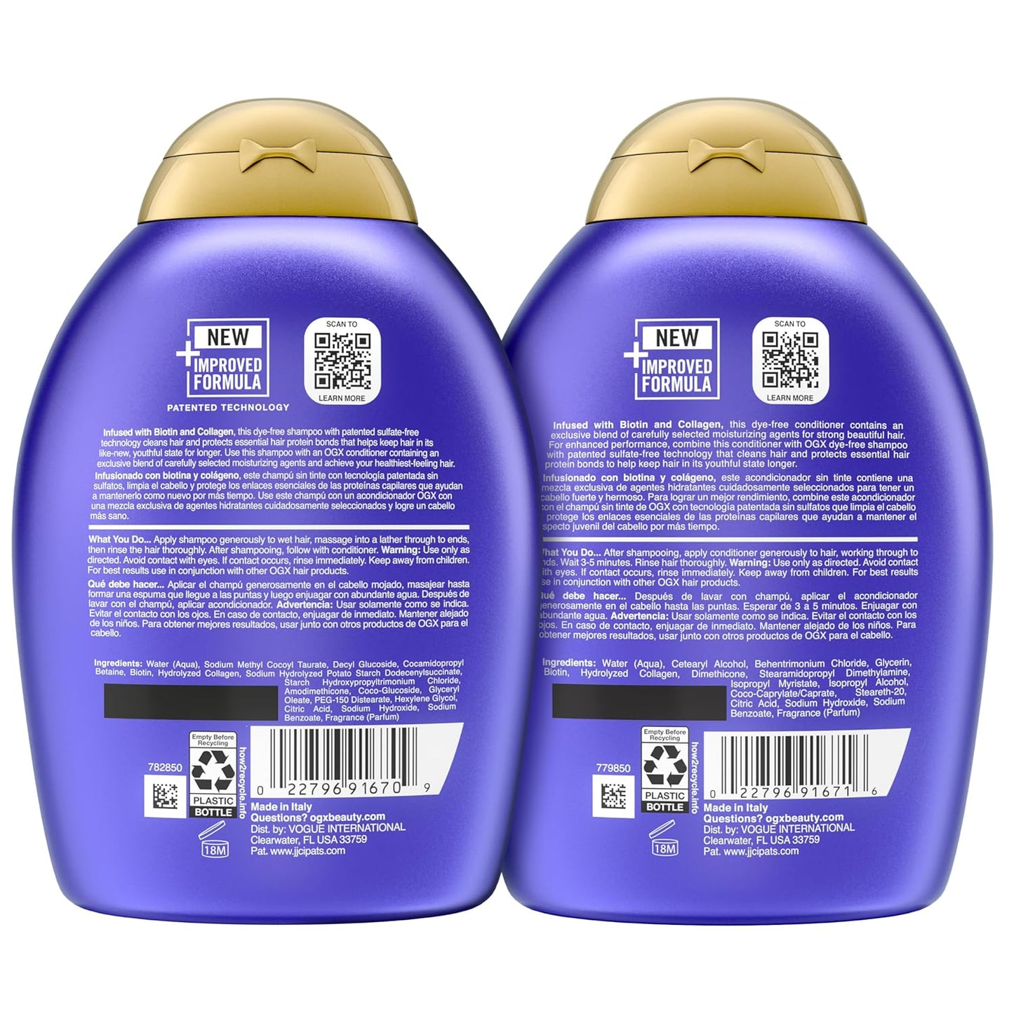 OGX_Thick_&_Full_+_Biotin_and_Collagen_for_Hair_Volume_&_Body,_Sulfate_Free_Volumizing_Shampoo_&_Conditioner_Set_for_Fine_&_Thinning_Hair,_Nutrient-Infused,_Vitamin_B7,_13_fl_oz,_2_Pack