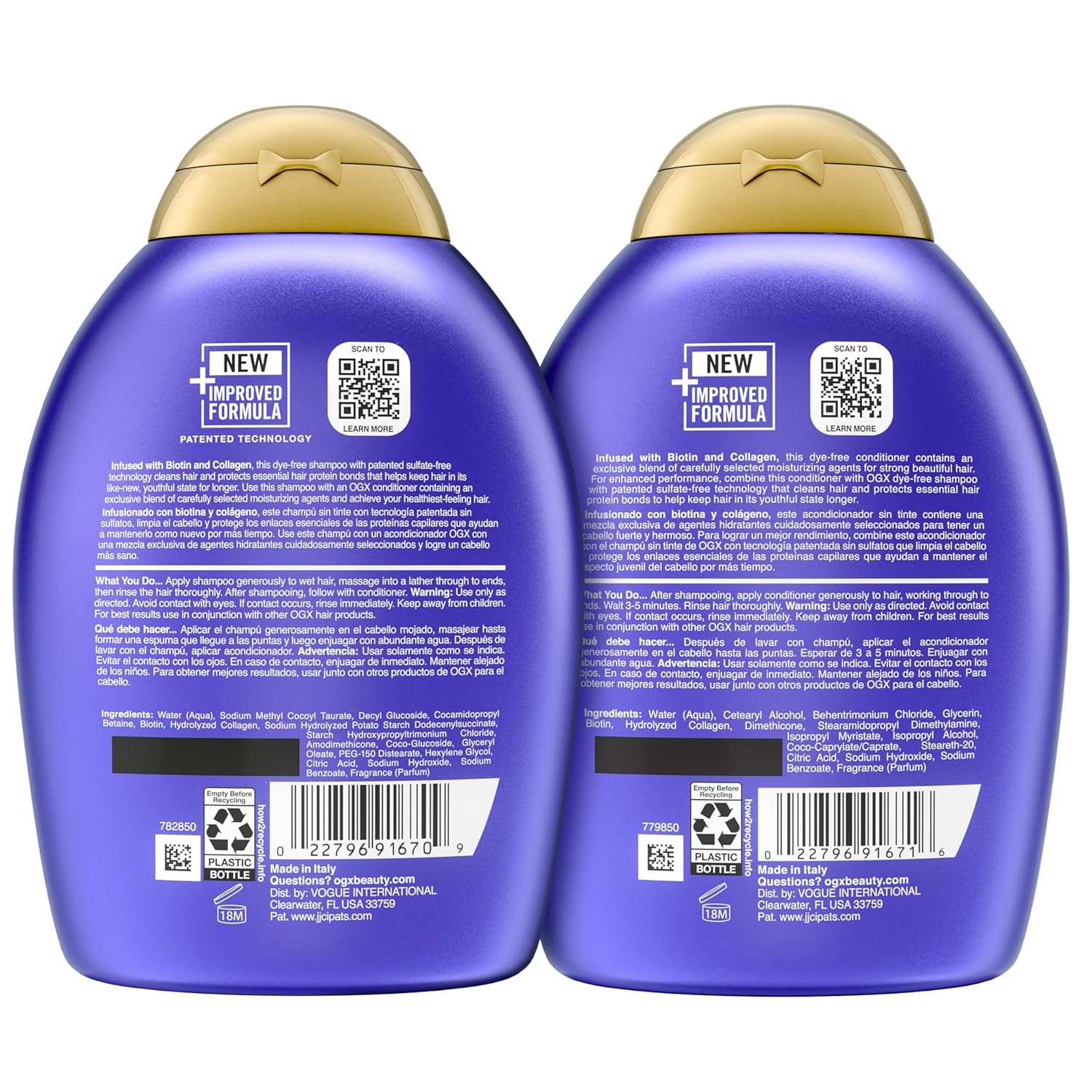 OGX_Thick_&_Full_+_Biotin_and_Collagen_for_Hair_Volume_&_Body,_Sulfate_Free_Volumizing_Shampoo_&_Conditioner_Set_for_Fine_&_Thinning_Hair,_Nutrient-Infused,_Vitamin_B7,_13_fl_oz,_2_Pack