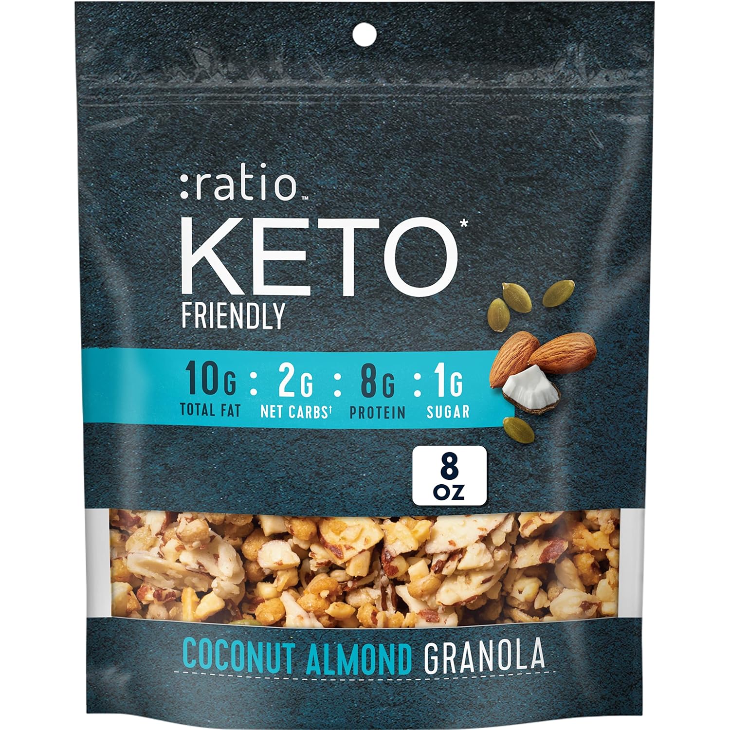 Ratio_Trio_Coconut_Almond_Granola_Cereal,_1g_Sugar,_Keto_Friendly,_8_oz_Resealable_Bag