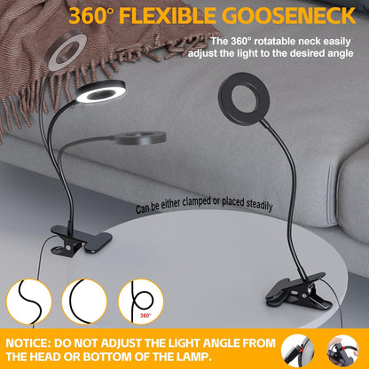 Foneso_Desk_Lamp_Clip_on_Light,_48_LED_USB_Lamp_with_3_Color_Modes_10_Brightness_Levels,_360°_Flexible_Gooseneck_Eye_Protection_Bed_Night_Light_for_Reading,_Makeup,_Craft_(Black)