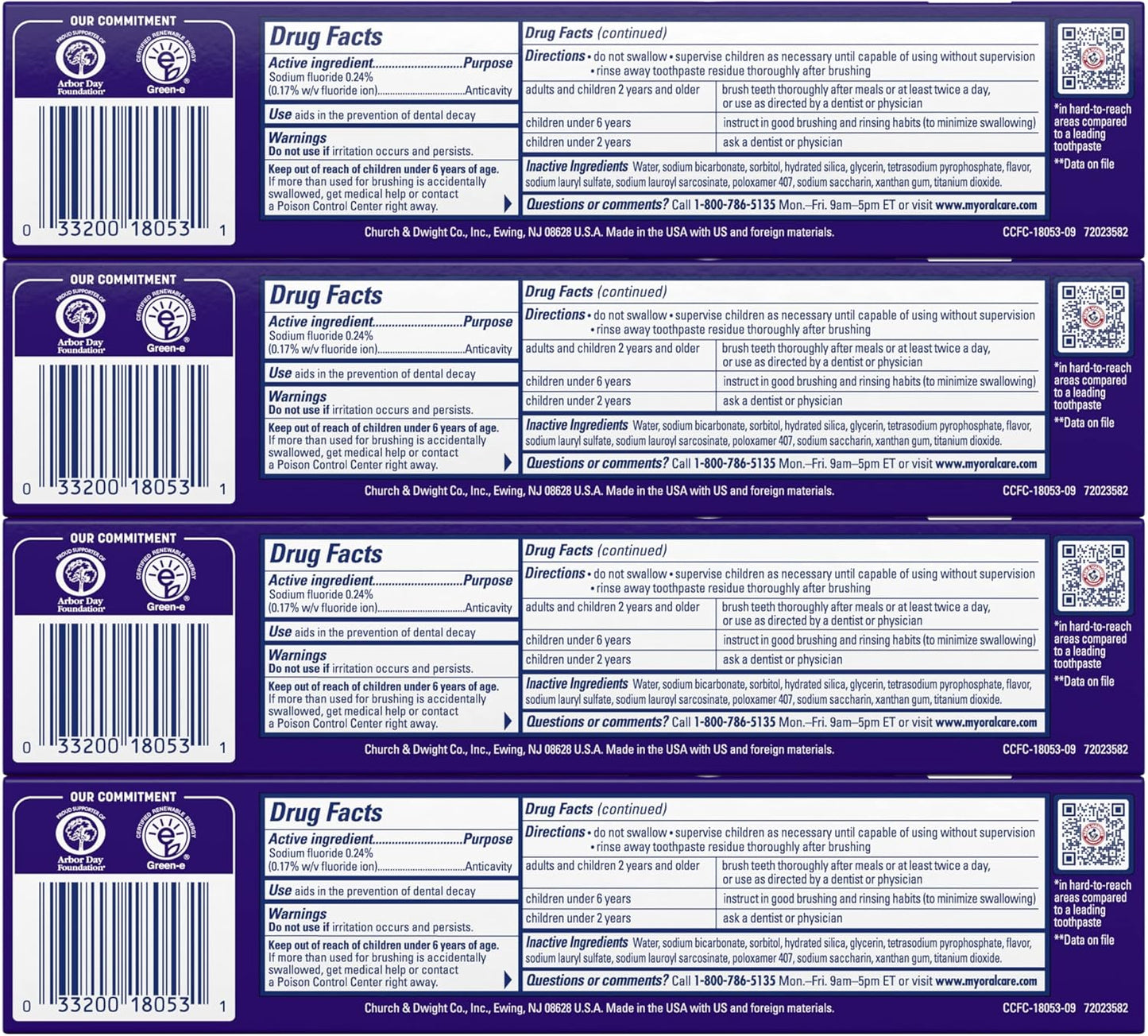 ARM_&_Hammer_Complete_Care_Toothpaste,_Teeth_Whitening_Toothpaste_with_Baking_Soda,_Fluoride,_Whole_Mouth_Protection,_Fresh_Mint_Flavor,_6.0_oz_(Pack_of_4)