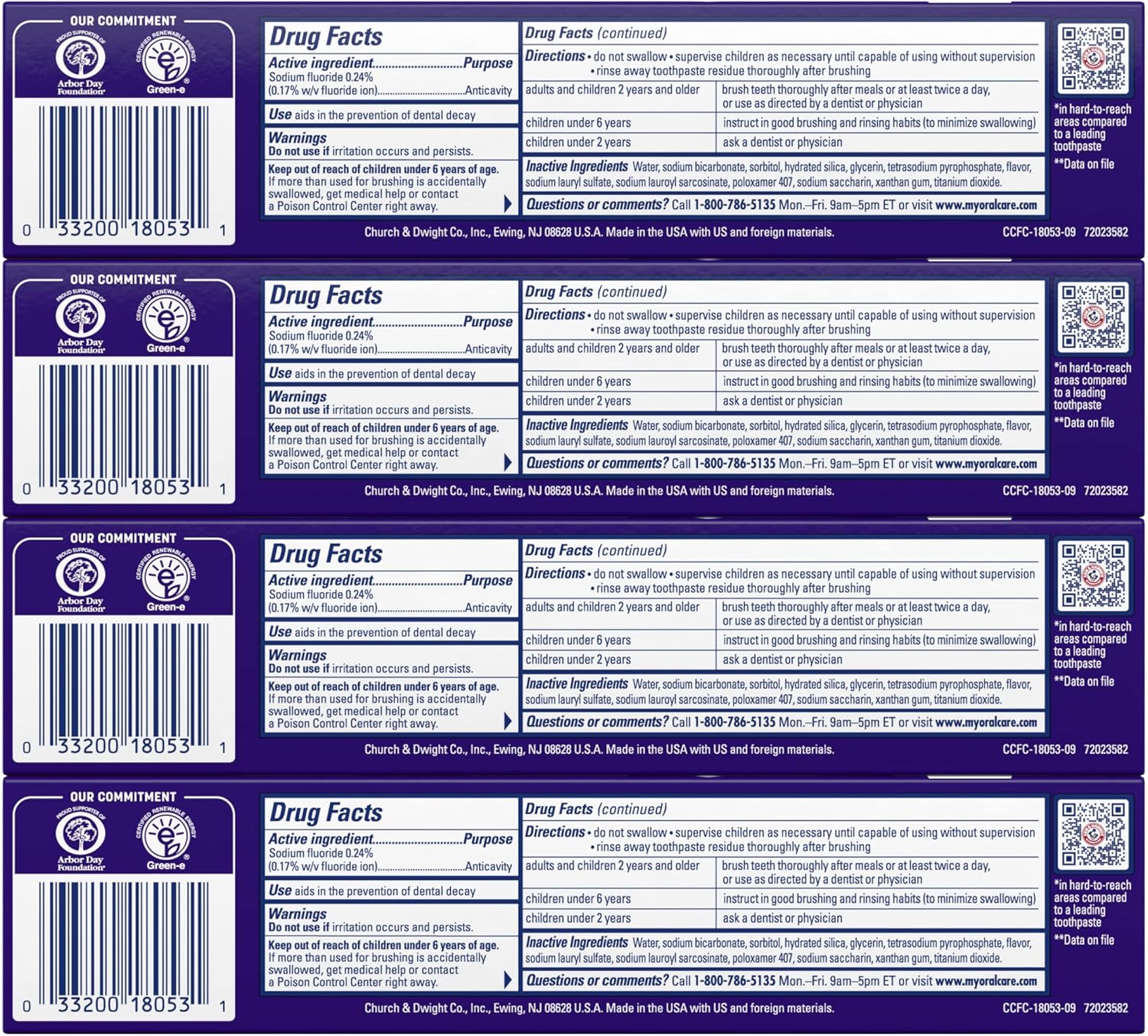 ARM_&_Hammer_Complete_Care_Toothpaste,_Teeth_Whitening_Toothpaste_with_Baking_Soda,_Fluoride,_Whole_Mouth_Protection,_Fresh_Mint_Flavor,_6.0_oz_(Pack_of_4)