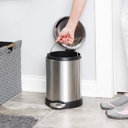 Glad_Small_Trash_Can,_1.2_Gallon_|_Round_Stainless_Steel_Garbage_Bin_with_Soft_Close_Lid_&_Step_Foot_Pedal_|_Metal_Waste_Basket_with_Removable_Inner_Bucket,_Stainless,_8_x_9.5_x_12_inches