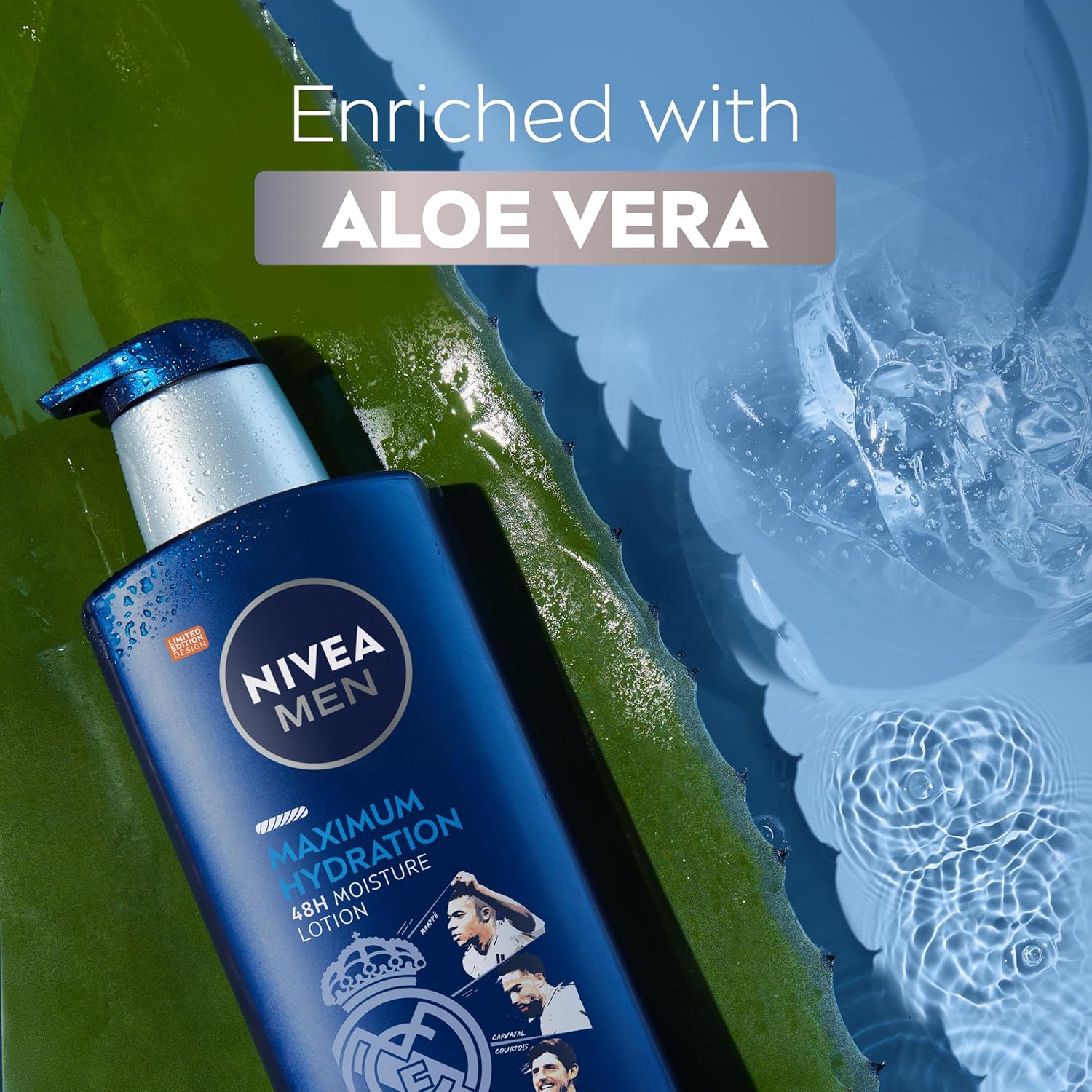 NIVEA_MEN_Real_Madrid_Limited_Edition_Design_Maximum_Hydration_48-Hour_Moisture_Body_Lotion_for_Dry_Skin,_Aloe_Vera_Lotion_for_Men,_3-in-1_Body,_Face_and_Hands,_16.9_Fl_Oz_Bottle