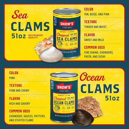 Snow's_Ocean_Chopped_Clams_Canned,_51_oz_Can_-_7g_Protein_per_Serving_-_Gluten_Free,_No_MSG,_99%_Fat_Free_-_Great_for_Pasta_&_Seafood_Recipes