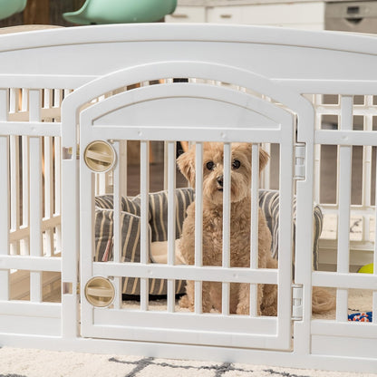 IRIS_USA_24"_Dog_Playpen_with_Door,_4-Panel_Pet_Enclosure_for_Small_Dogs,_White