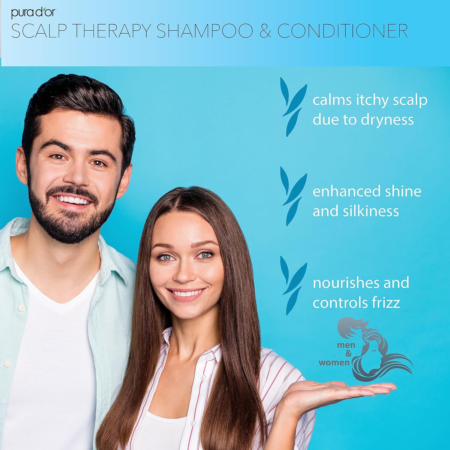 PURA_D'OR_Scalp_Therapy_Shampoo_&_Conditioner_Set_(16oz_x_2)_Dry,_Itchy_Scalp-Hydrates_&_Nourishes_Hair_w/Tea_Tree,_Peppermint,_Argan_Oil_&_Biotin,_All_Hair_Type,_Men_Women_(Packaging_Varies)